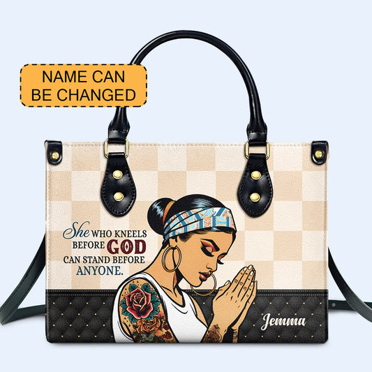 She Who Kneels Before God - Personalized Custom Leather Handbag - MX10