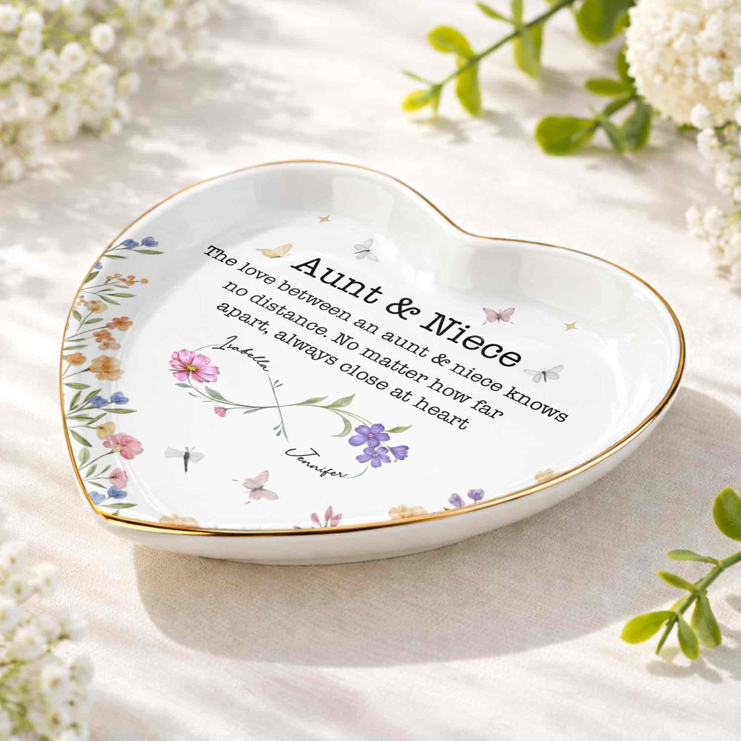 Aunt & Niece The Love Knows No Distance Floral Butterfly Infinity Heart