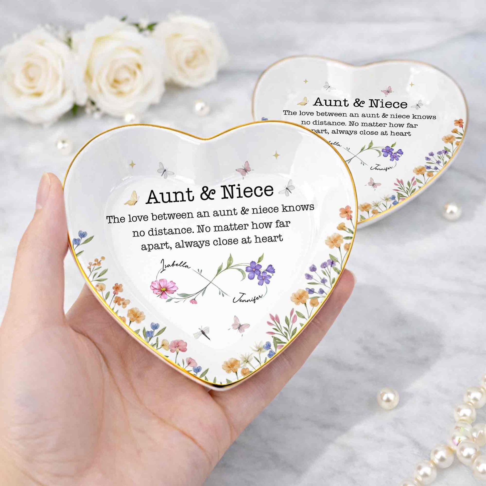 Aunt & Niece The Love Knows No Distance Floral Butterfly Infinity Heart