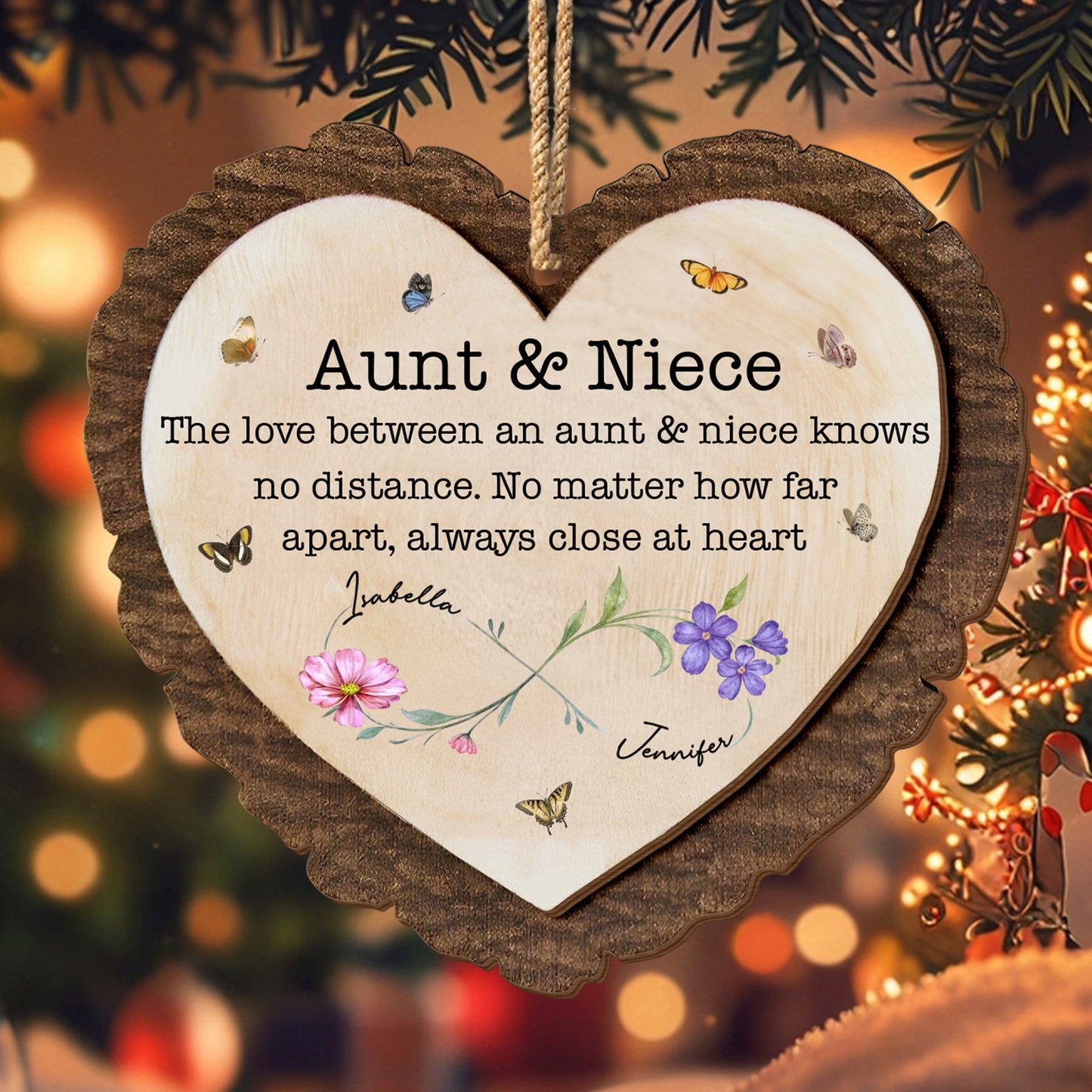 Love Between Aunt & Niece, Heart and Flowers