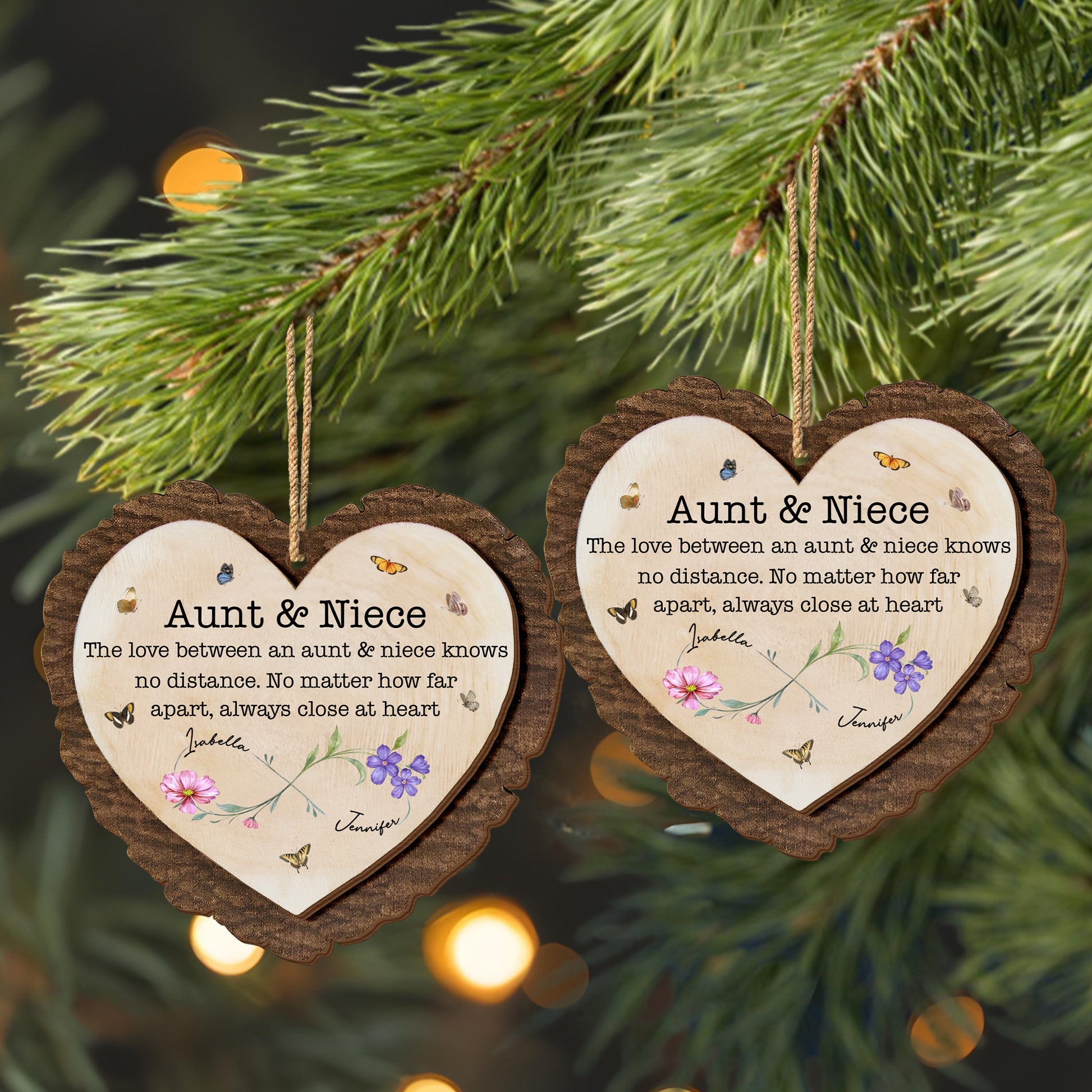 Love Between Aunt & Niece, Heart and Flowers