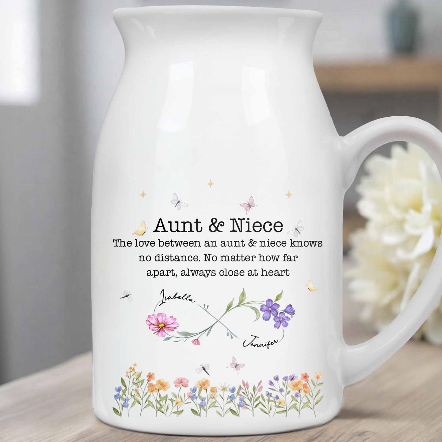 The Love Between An Aunt & Niece, Flowers And Butterflies