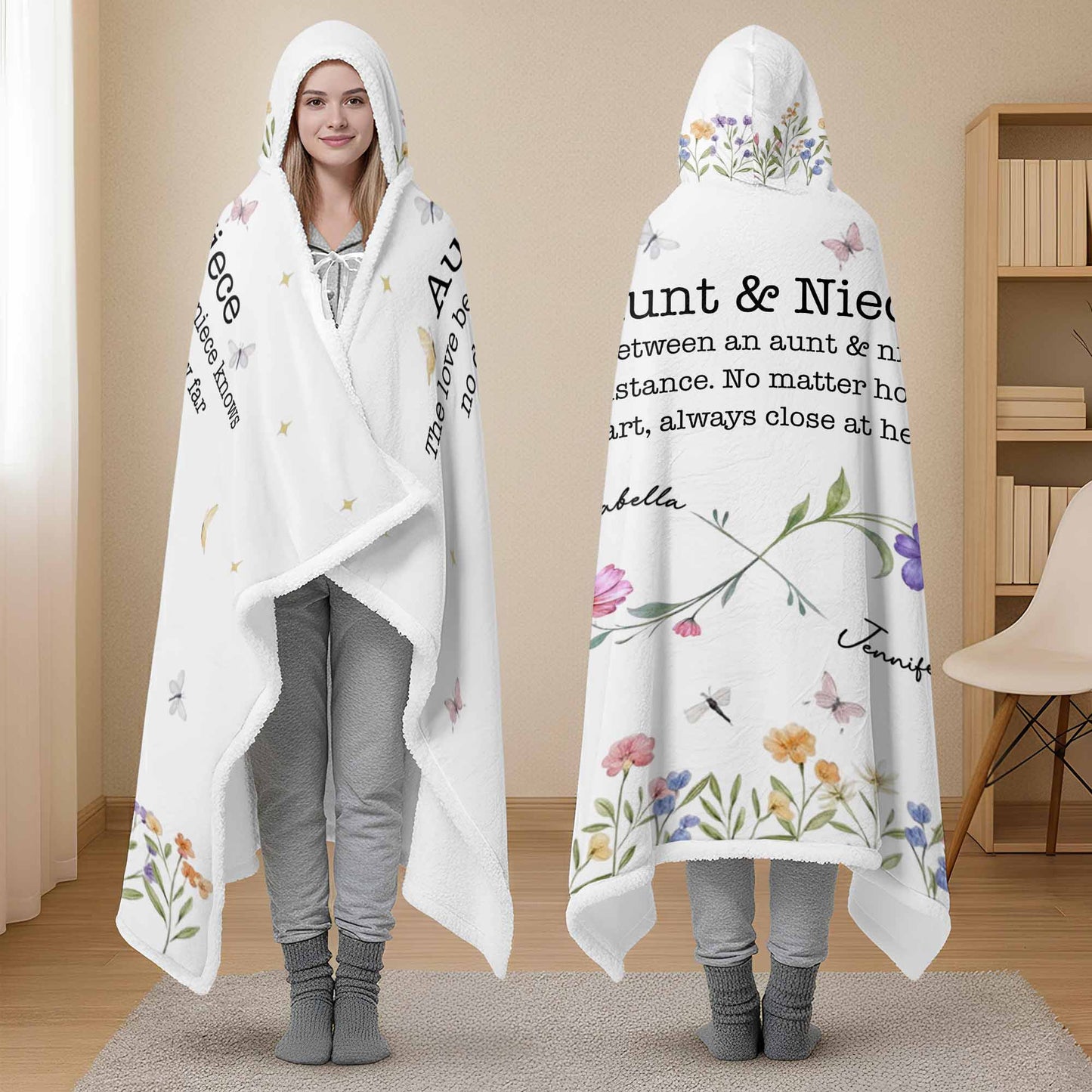 The Love Between Aunt & Niece, Flowers And Butterflies