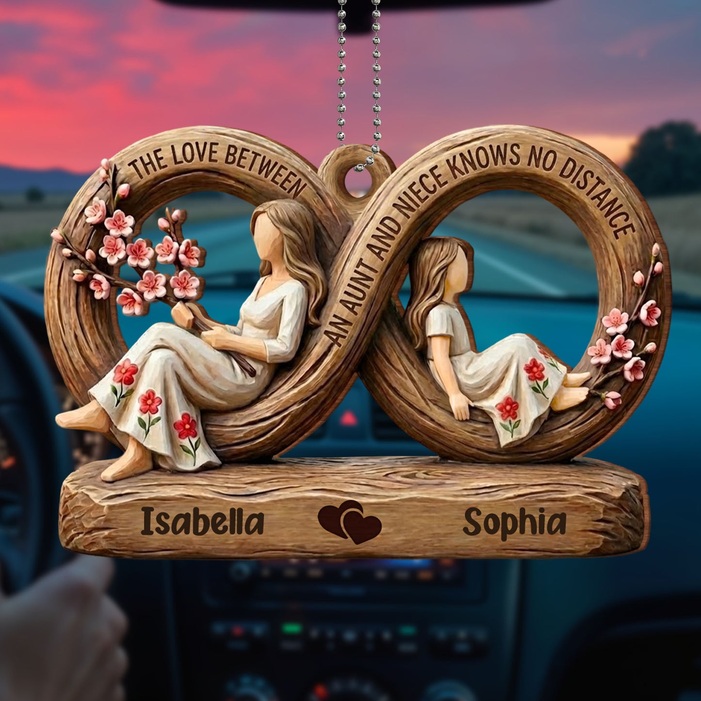 The Love Between An Aunt And Niece, Figures And Floral Design