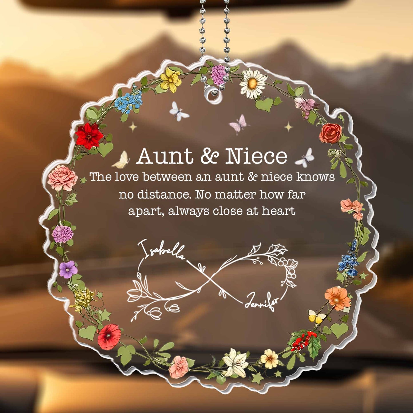 The Love Between An Aunt & Niece, Flowers & Heart Design