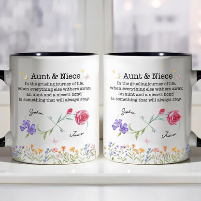 Aunt & Niece Everlasting Bond With Flowers And Butterfly