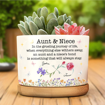 Aunt And Niece’s Bond, Flowers And Butterflies Design