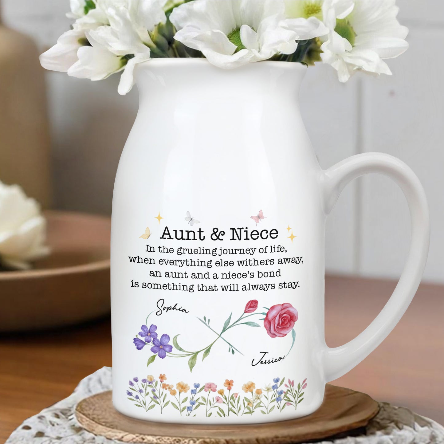 Aunt And Niece's Bond, Flowers and Butterfly