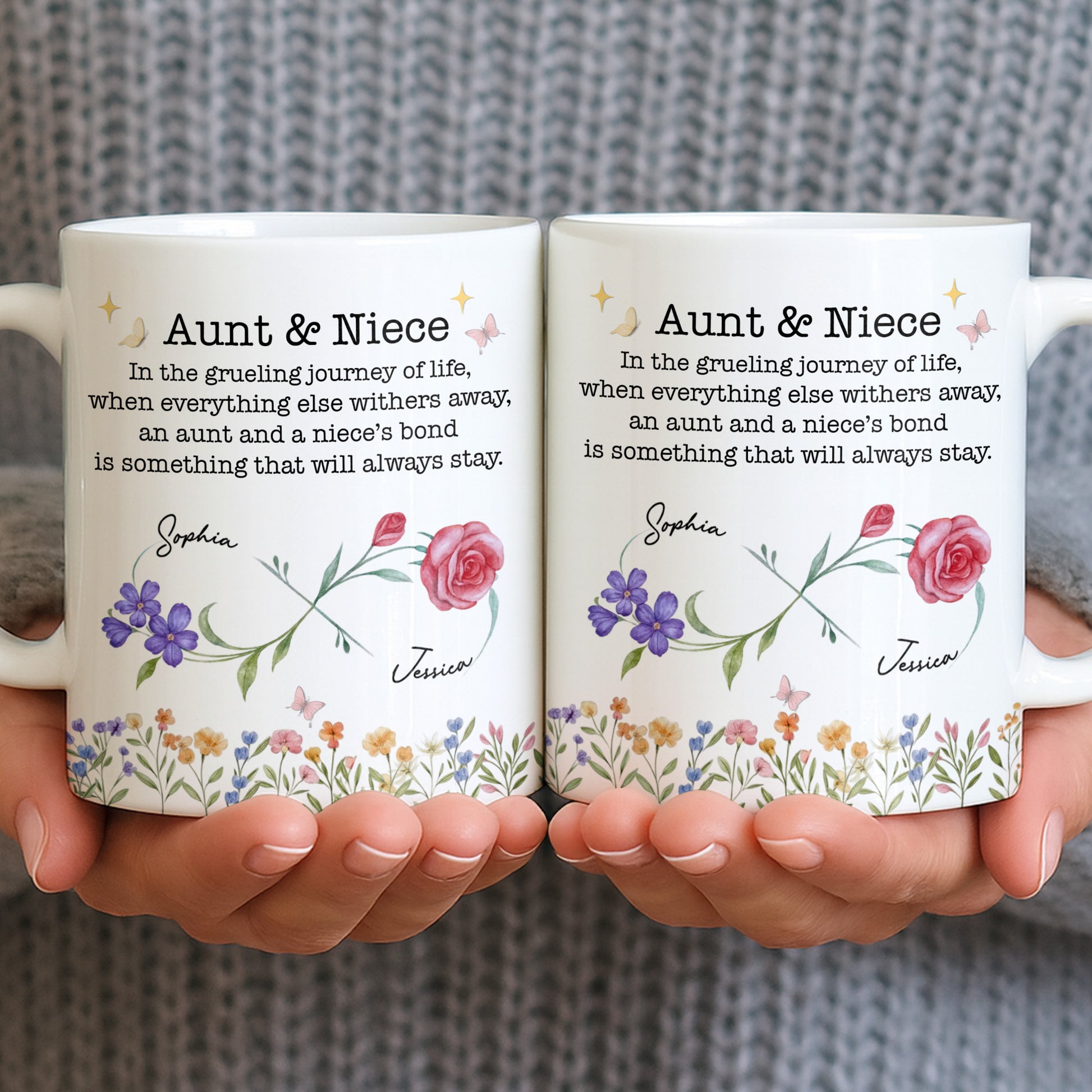 Aunt And Niece’s Bond With Flowers And Butterfly