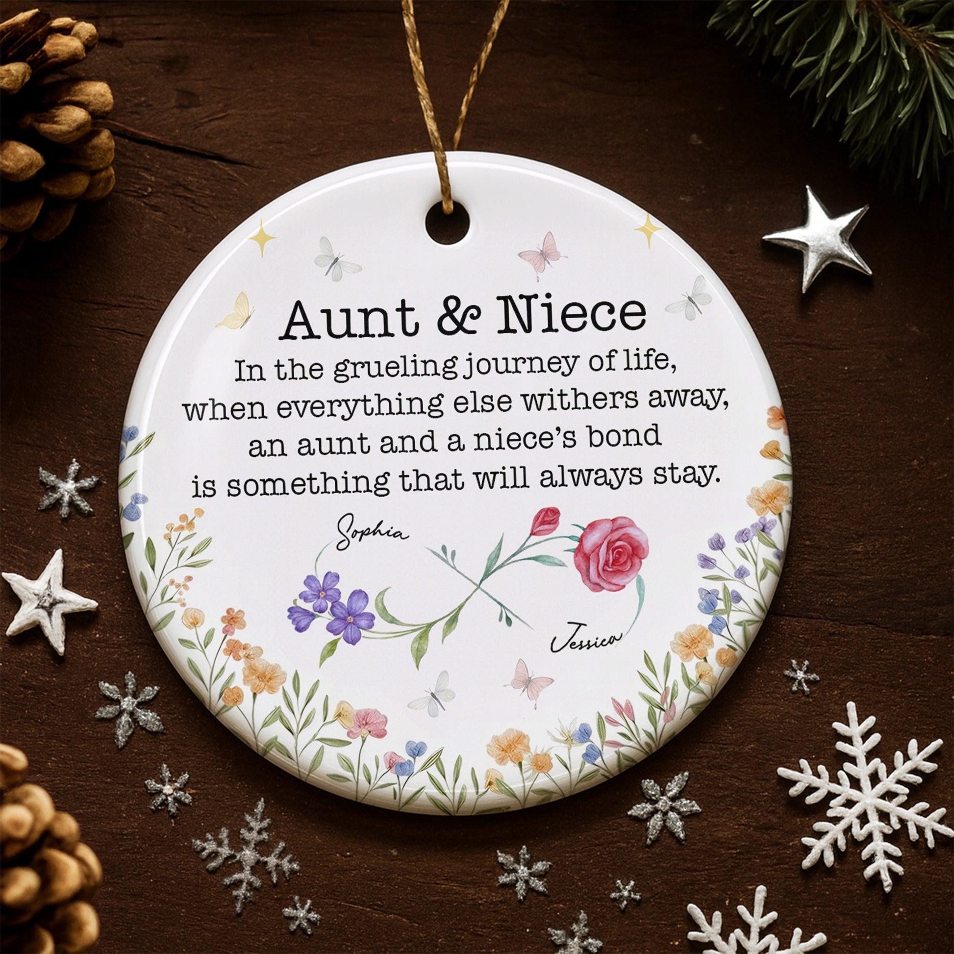 Aunt & Niece, Lifetime Bond Floral & Butterfly Design