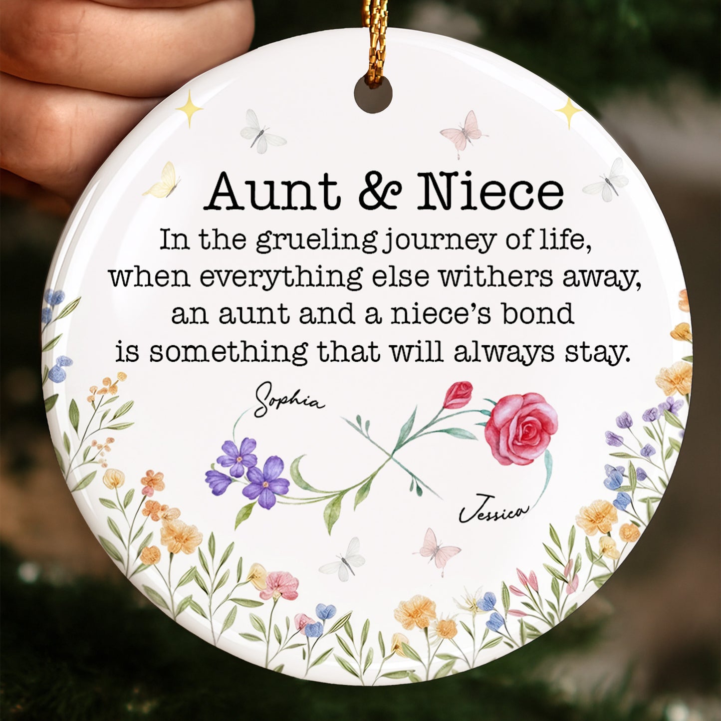 Aunt & Niece, Lifetime Bond Floral & Butterfly Design