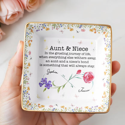 Aunt & Niece Bond, Decorated With Flowers And Butterflies