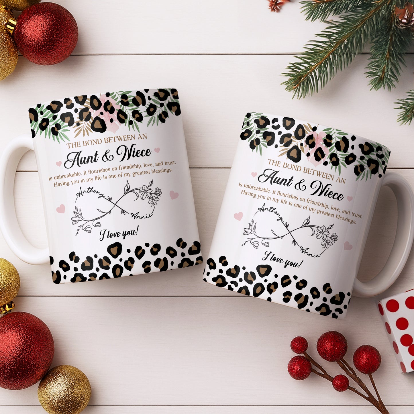 The Bond Between An Aunt & Niece, Leopard Print And Hearts