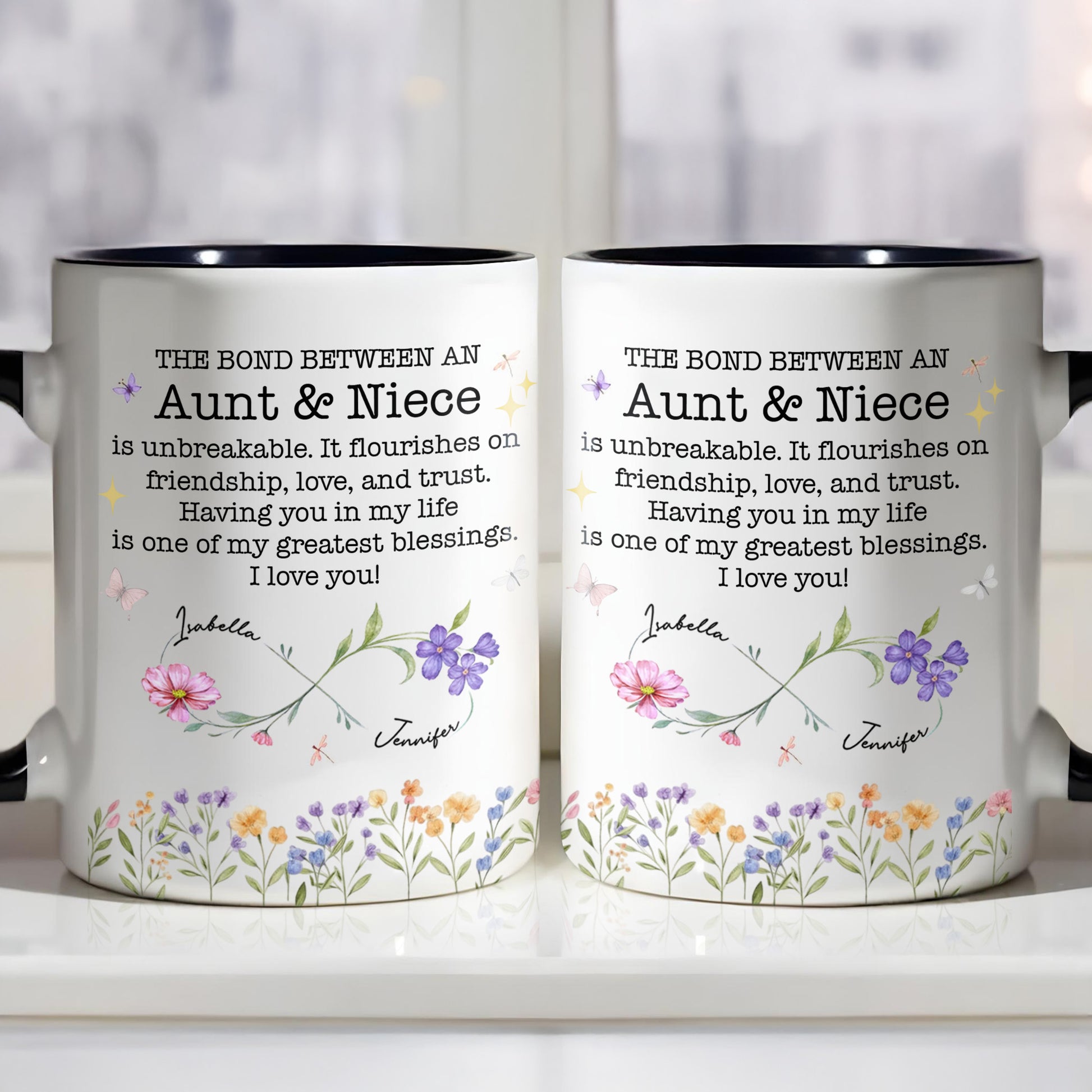 The Bond Between An Aunt & Niece, Flowers And Butterflies