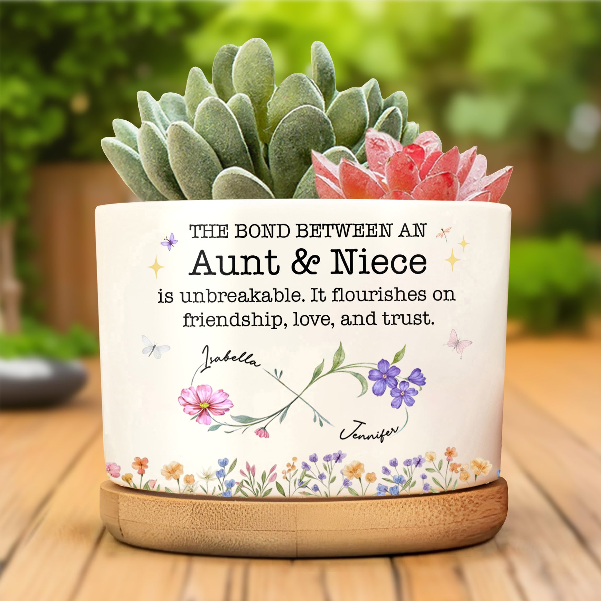 The Bond Between Aunt & Niece, Flowers And Butterflies Design