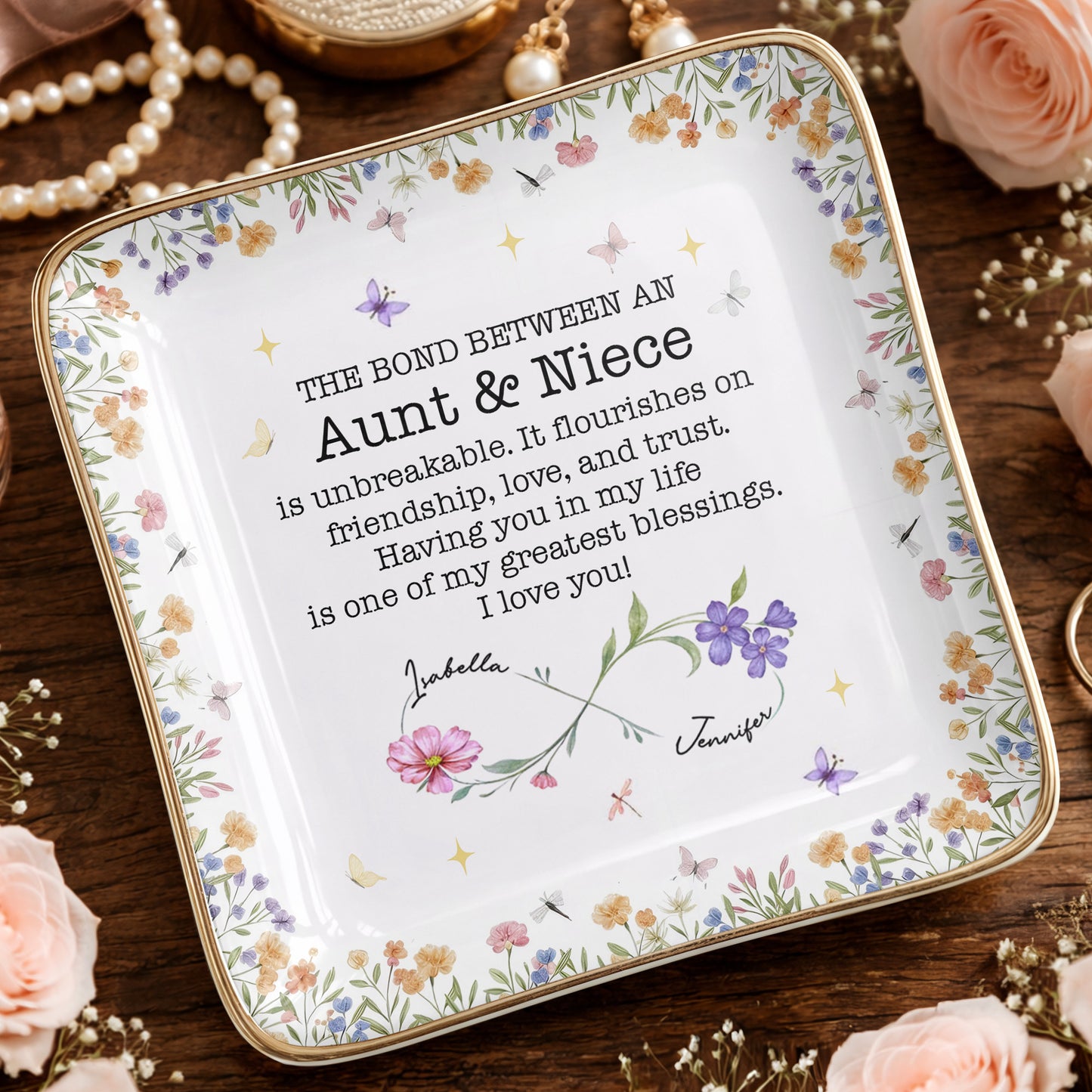 The Bond Between An Aunt & Niece, Flowers And Butterflies