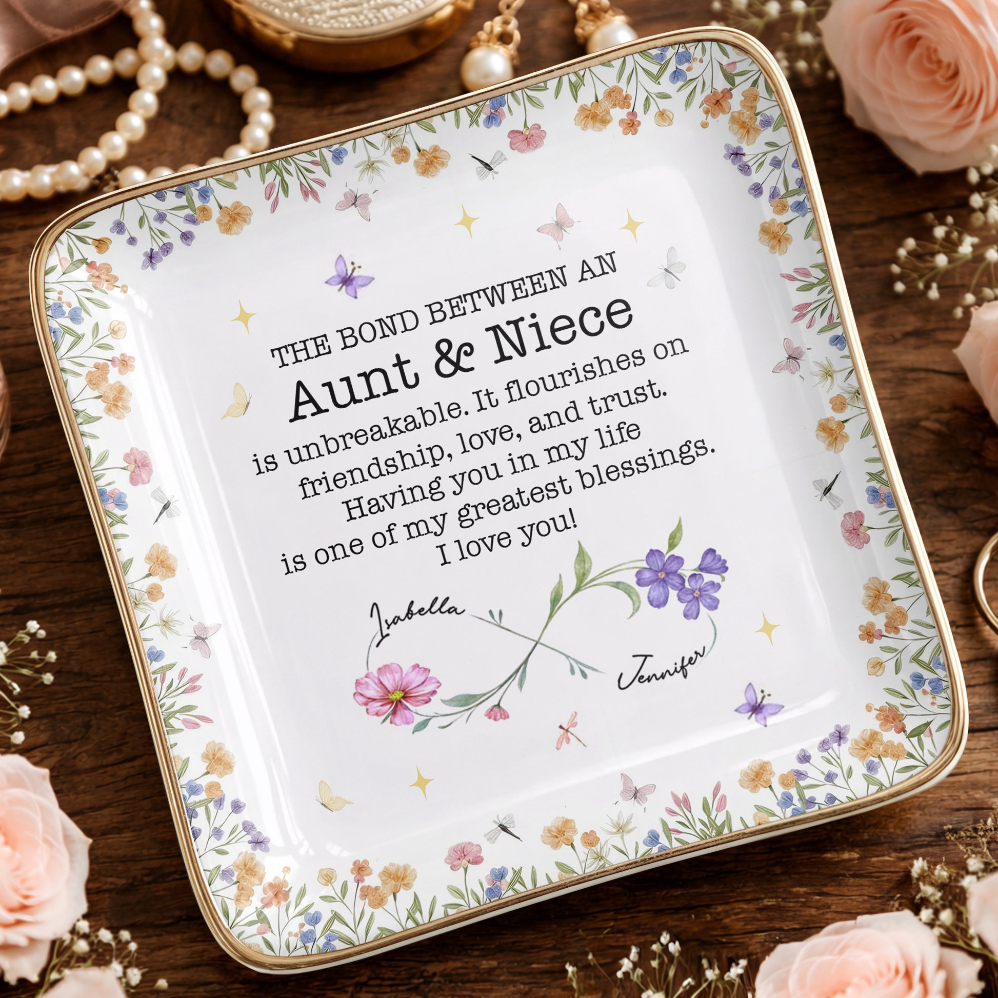 The Bond Between An Aunt & Niece, Flowers And Butterflies