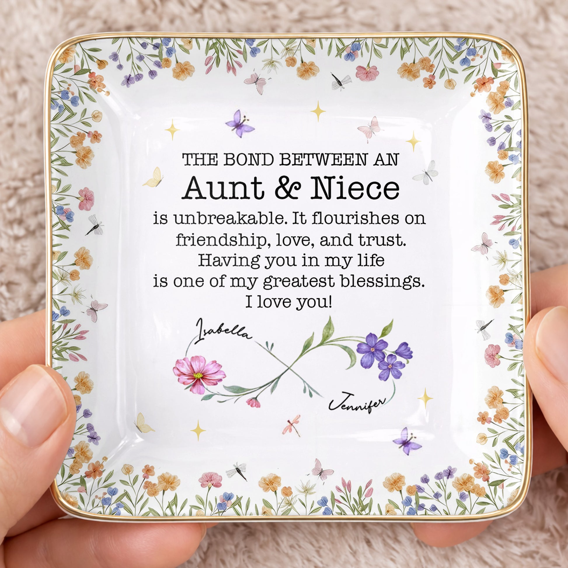 The Bond Between An Aunt & Niece, Flowers And Butterflies