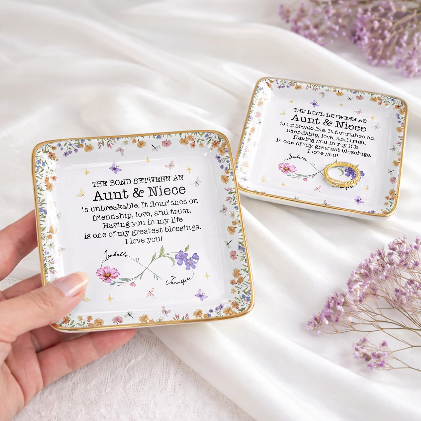 The Bond Between An Aunt & Niece, Flowers And Butterflies