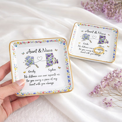 Aunt & Niece No Distance Can Ever Separate Us Floral State Map