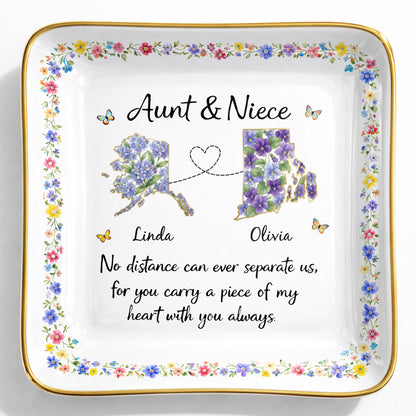 Aunt & Niece No Distance Can Ever Separate Us Floral State Map