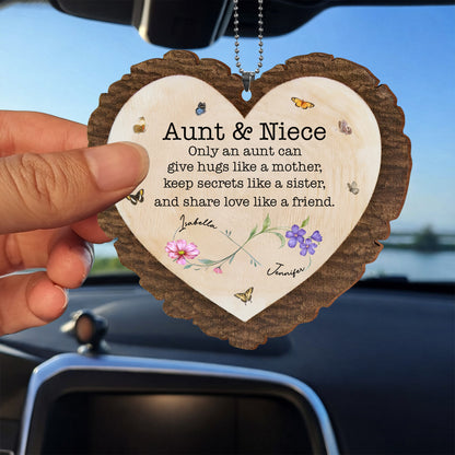 Aunt & Niece Give Hugs Like A Mother With Butterflies And Flowers