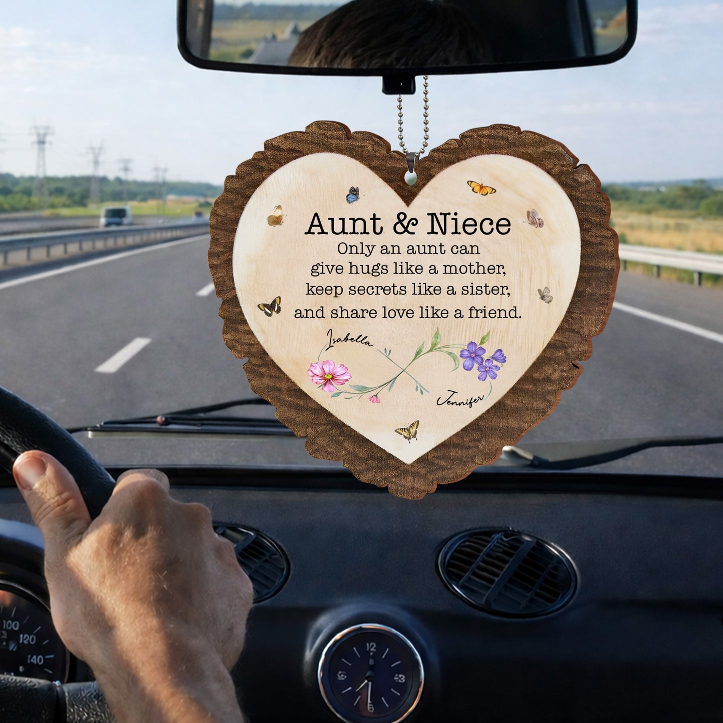 Aunt & Niece Give Hugs Like A Mother With Butterflies And Flowers