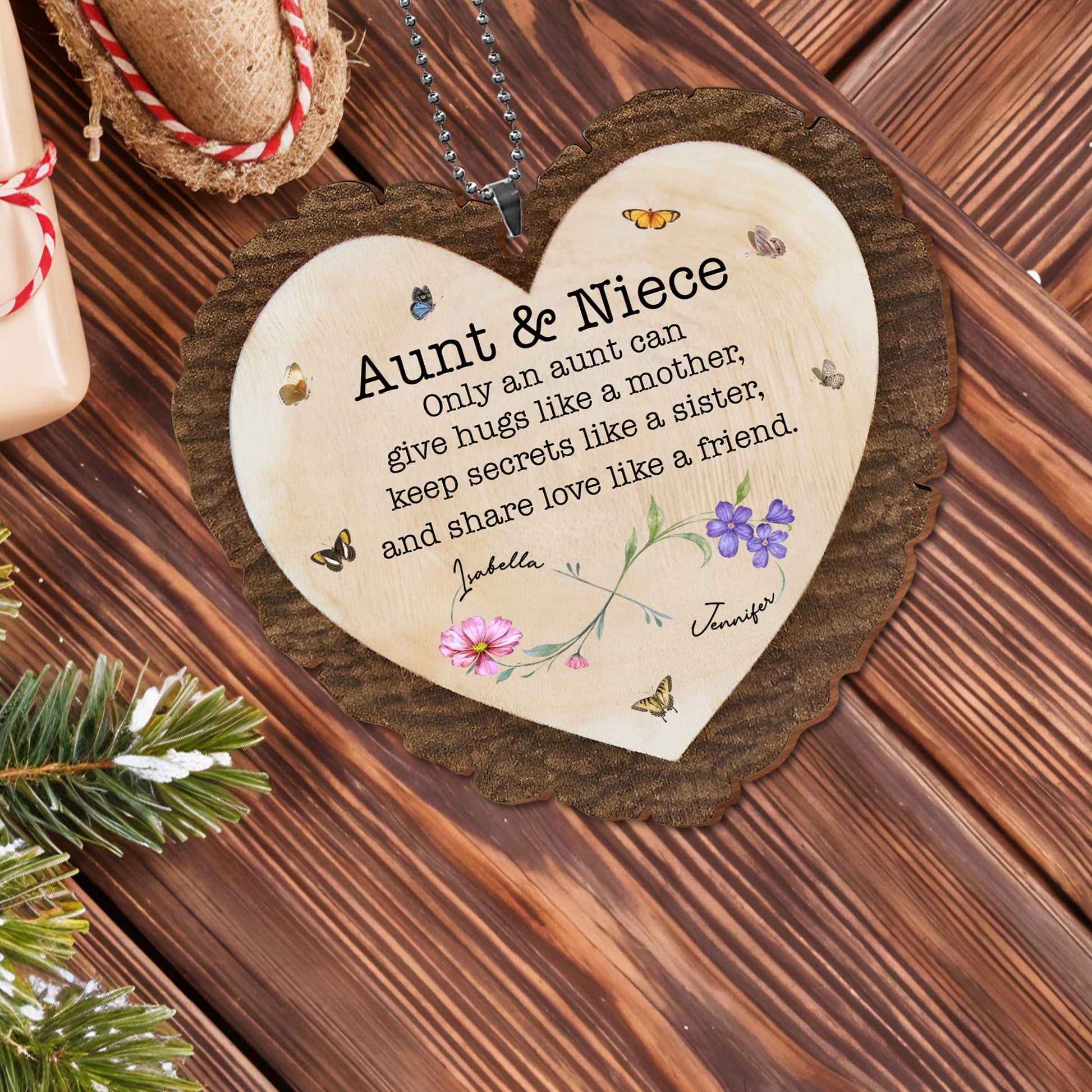 Aunt & Niece Give Hugs Like A Mother With Butterflies And Flowers