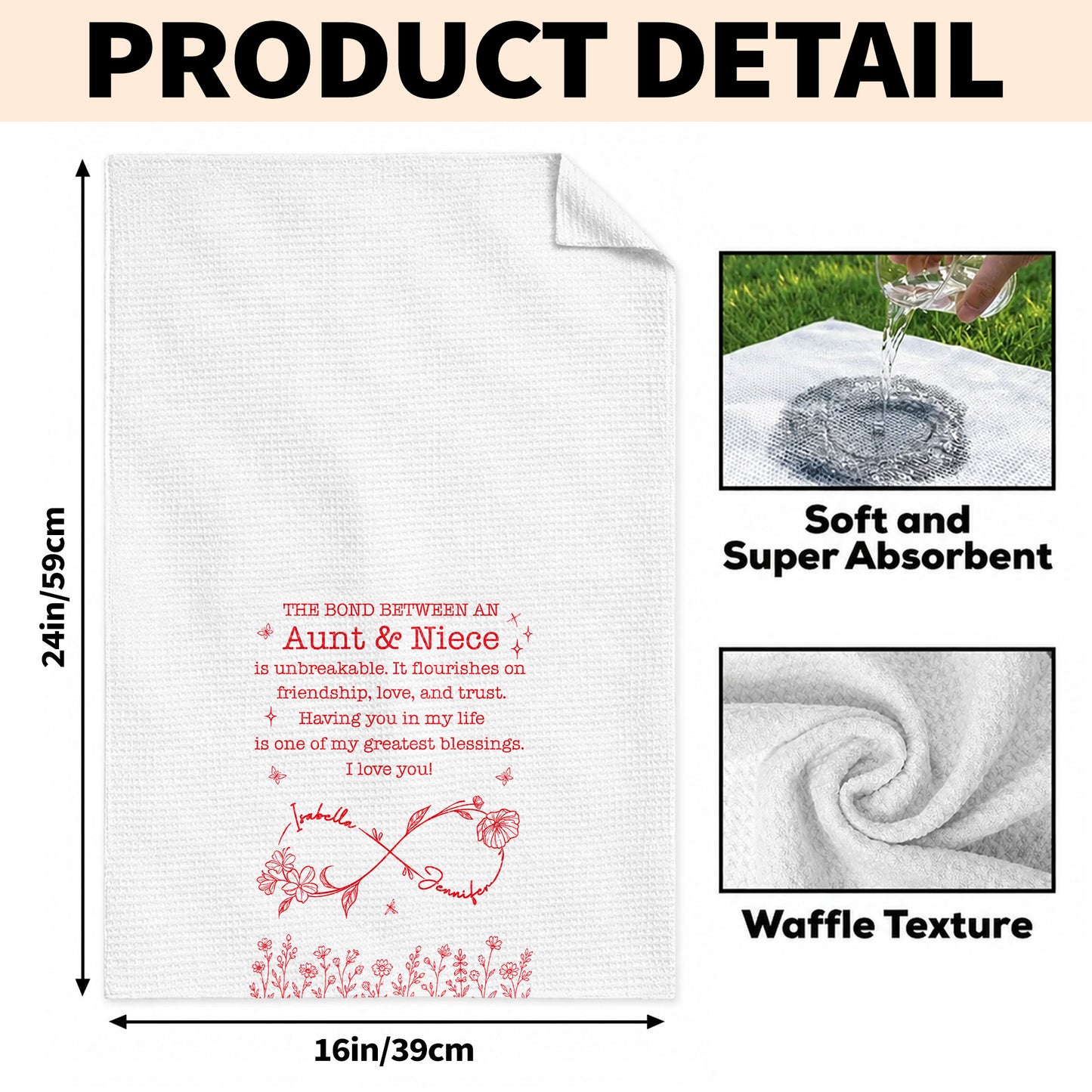 The Bond Between An Aunt And Niece Unbreakable Flowers Design - Personalized Kitchen Towel - NCE102_TOWL