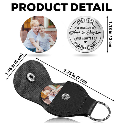 Side By Side Or Miles Apart Aunt And Nephew Heart Photo Keychain - Personalized Custom Pocket Hug - NEP006_HTOK