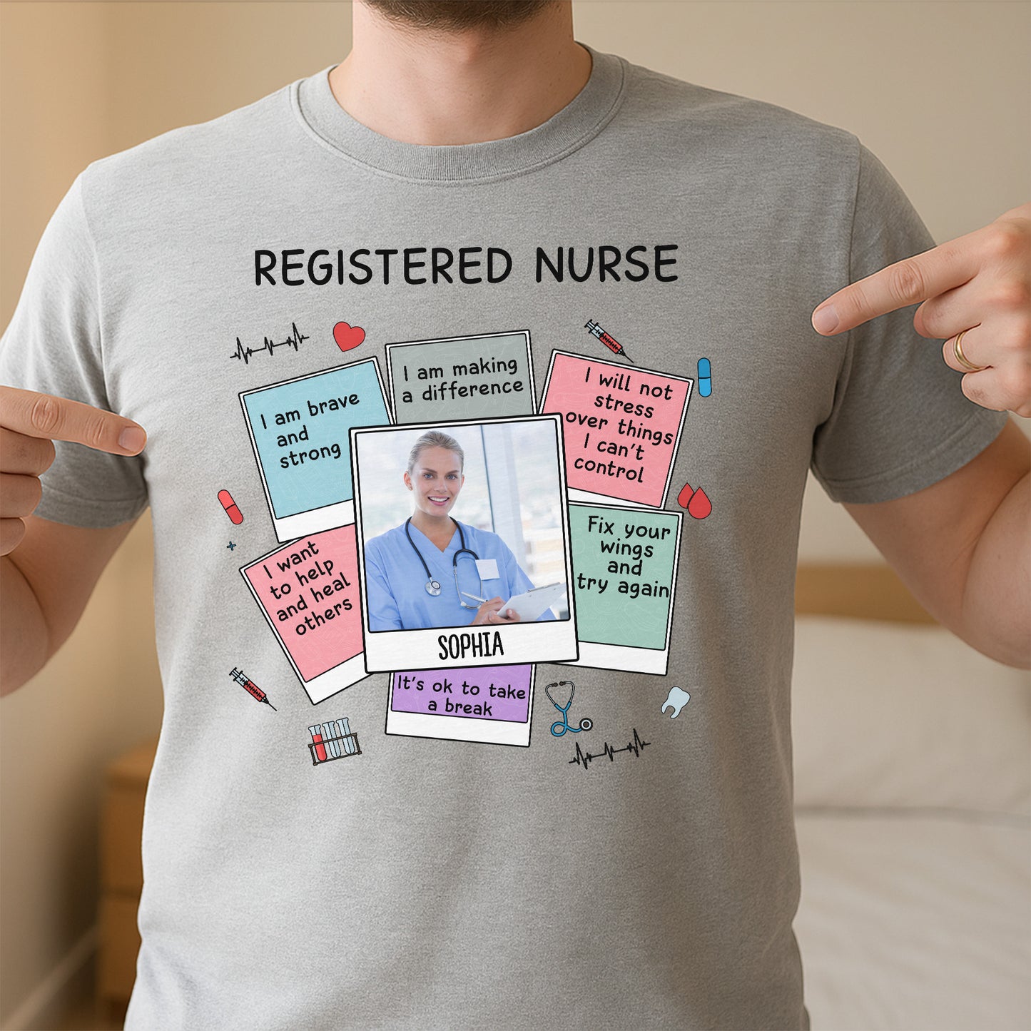 Registered Nurse Motivational Quotes With Medical Symbols - Personalized Custom Unisex T-shirt, Hoodie - NUR028_WBAS