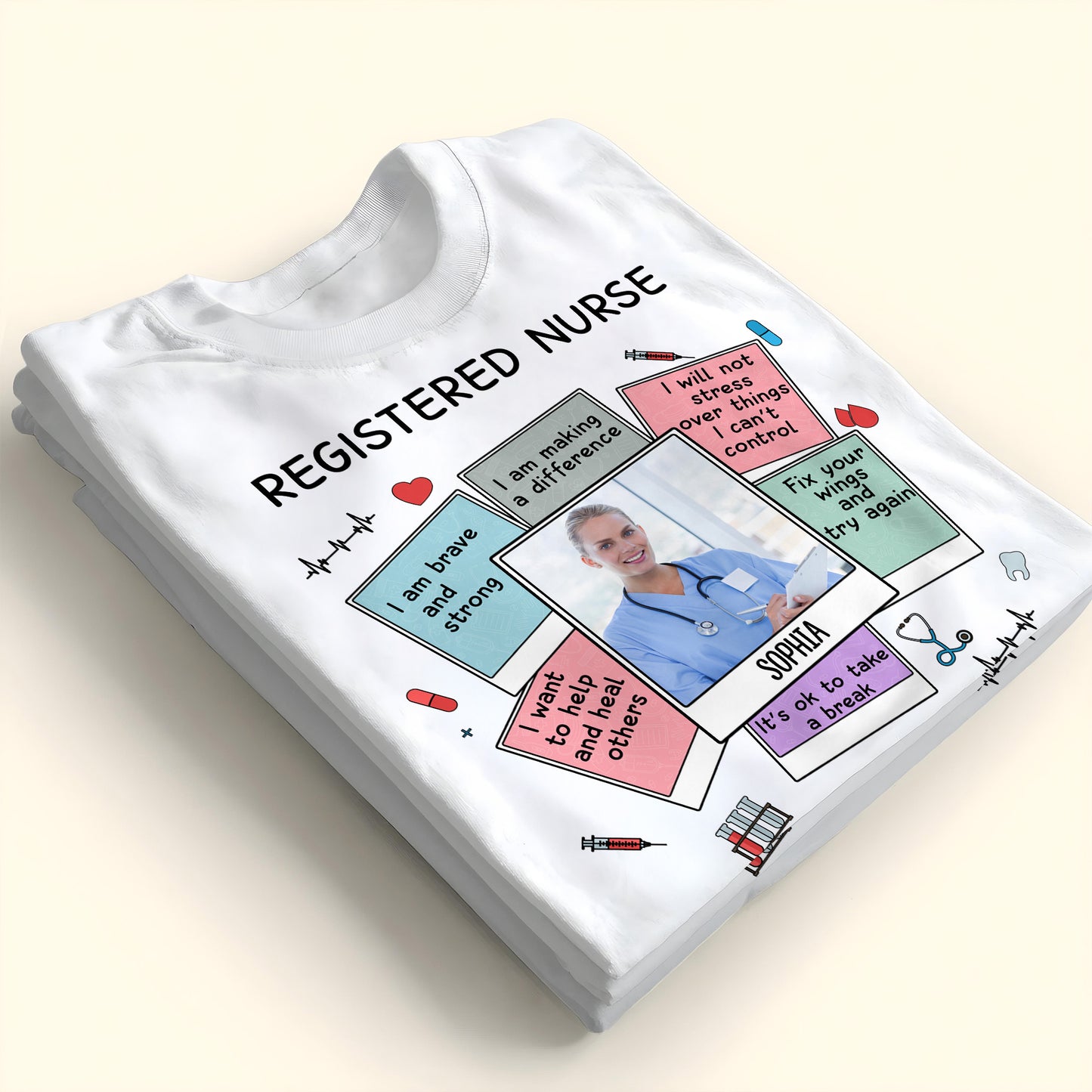 Registered Nurse Motivational Quotes With Medical Symbols - Personalized Custom Unisex T-shirt, Hoodie - NUR028_WBAS