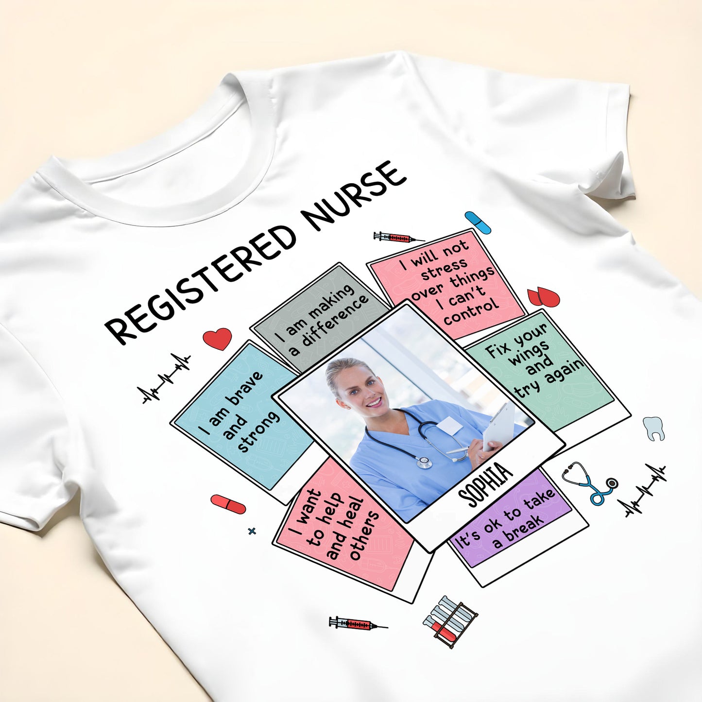 Registered Nurse Motivational Quotes With Medical Symbols - Personalized Custom Unisex T-shirt, Hoodie - NUR028_WBAS