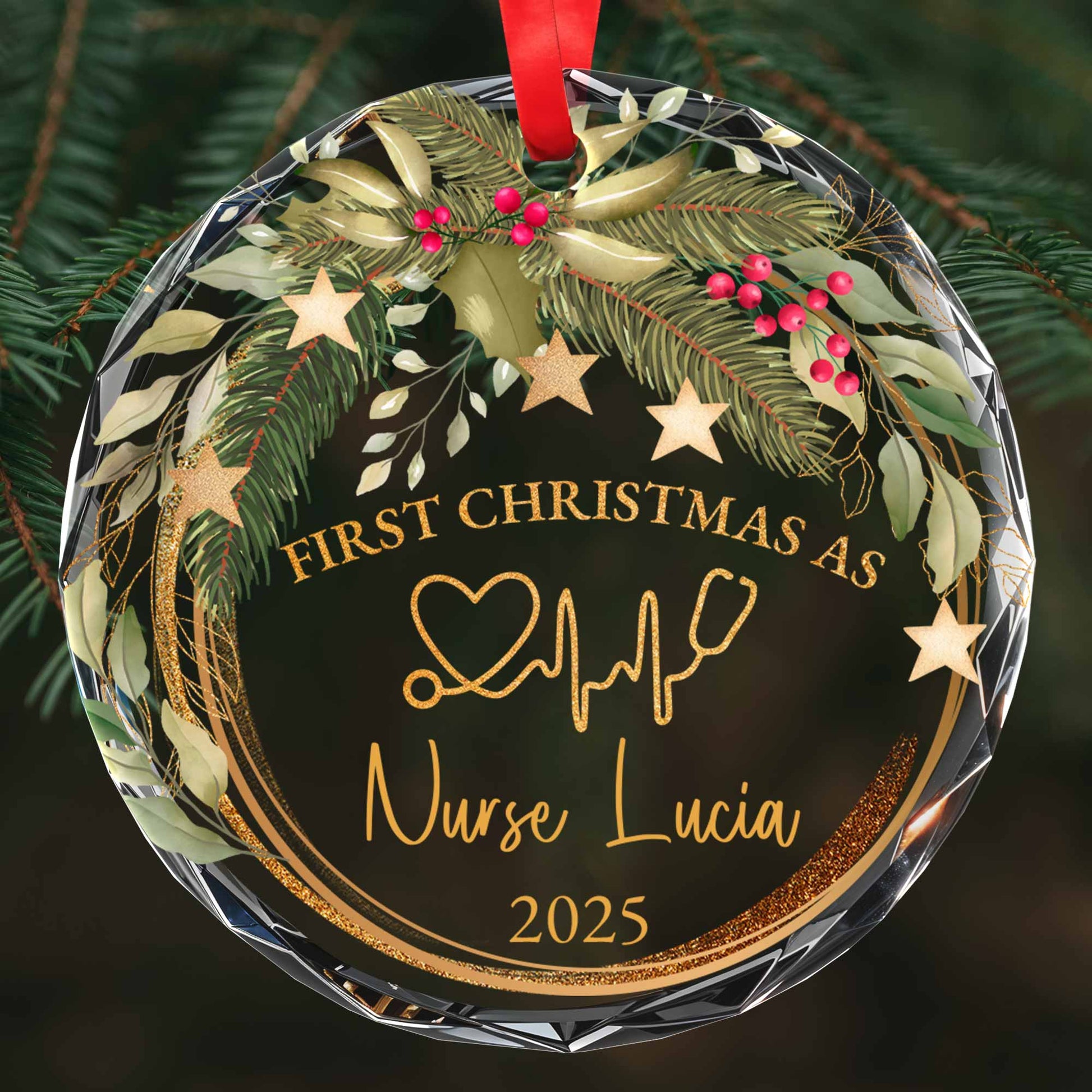 First Christmas As Nurse, Wreath and Stars