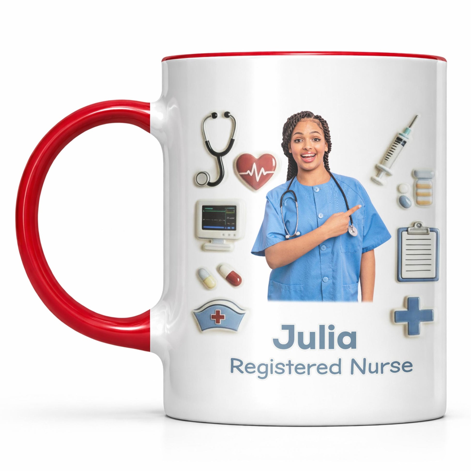 Registered Nurse With Stethoscope And Medical Icons