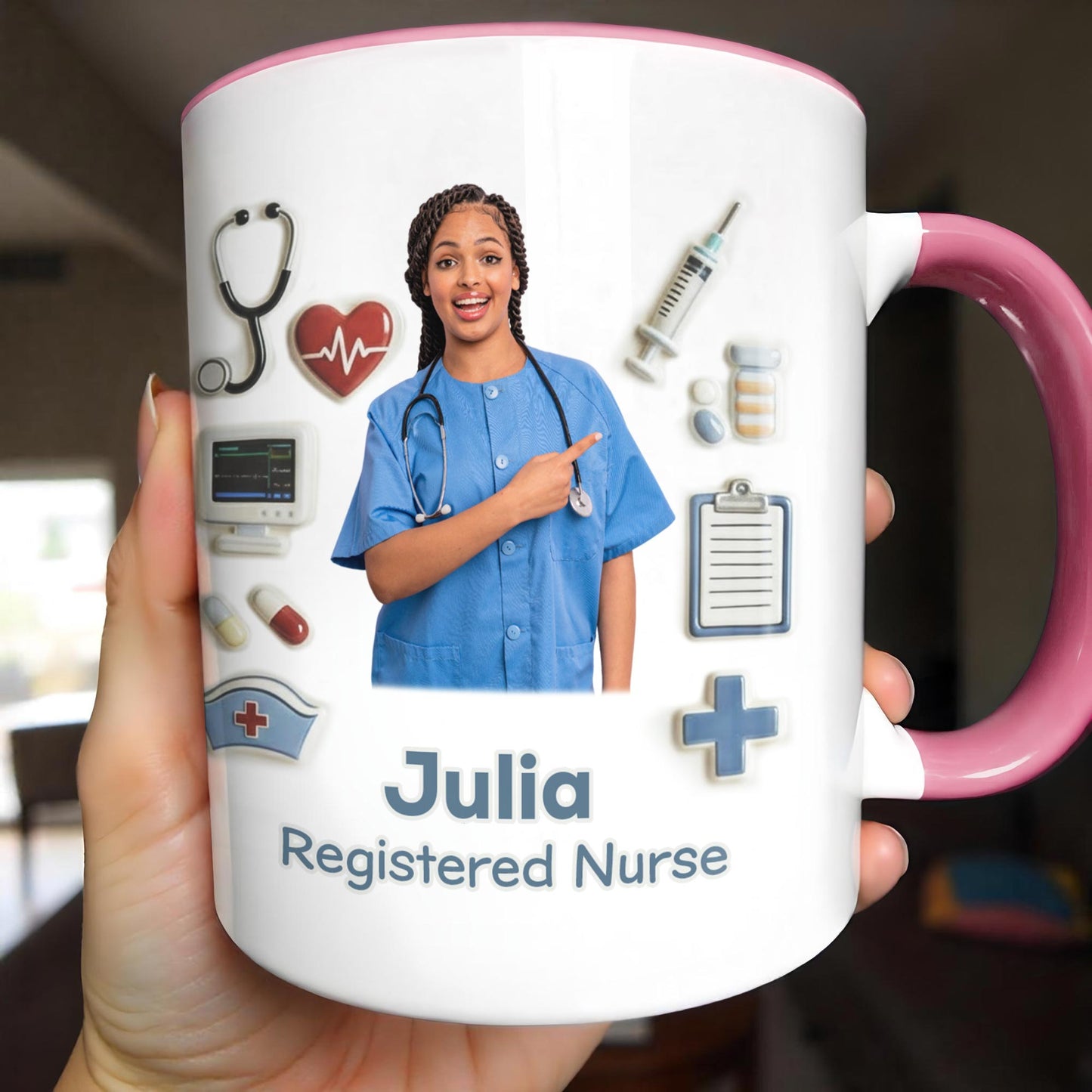 Registered Nurse With Stethoscope And Medical Icons