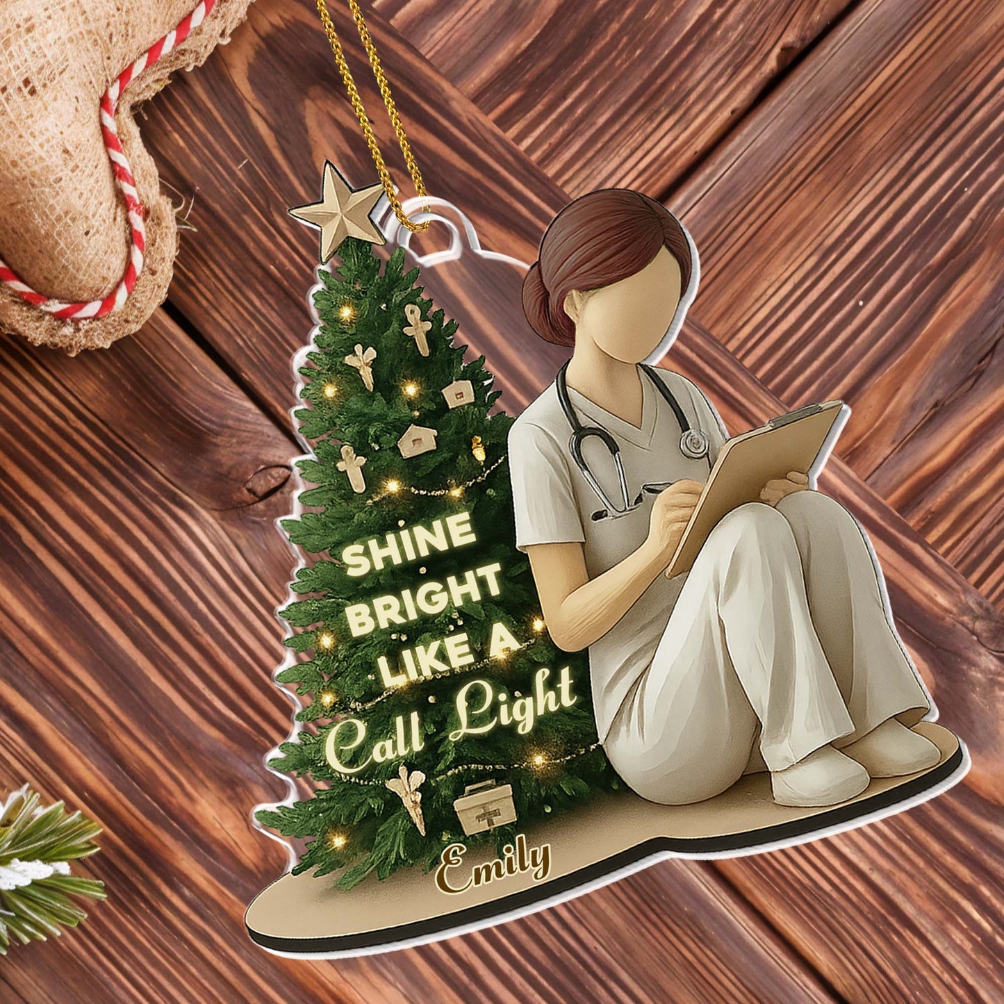 Shine Bright Like A Call Light, Nurse And Christmas Tree