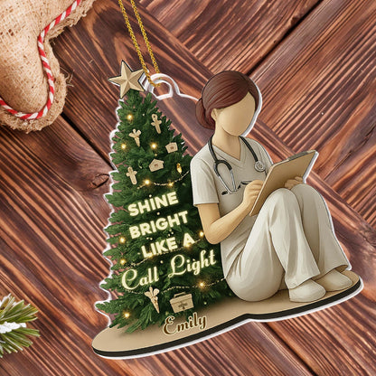 Shine Bright Like A Call Light, Nurse And Christmas Tree