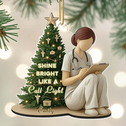 Shine Bright Like A Call Light, Nurse And Christmas Tree