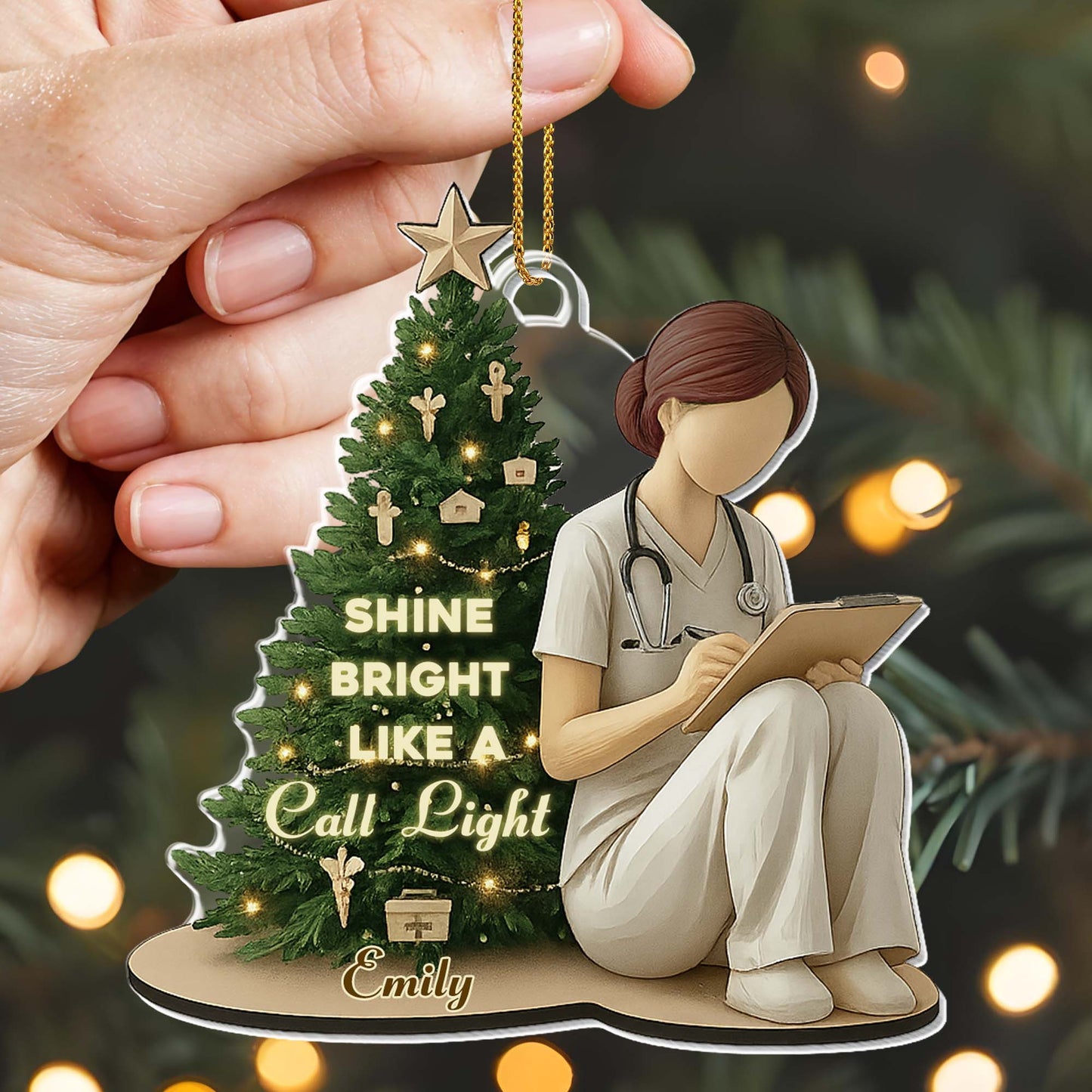 Shine Bright Like A Call Light, Nurse And Christmas Tree