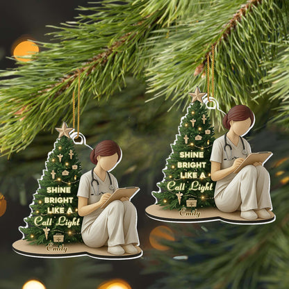 Shine Bright Like A Call Light, Nurse And Christmas Tree