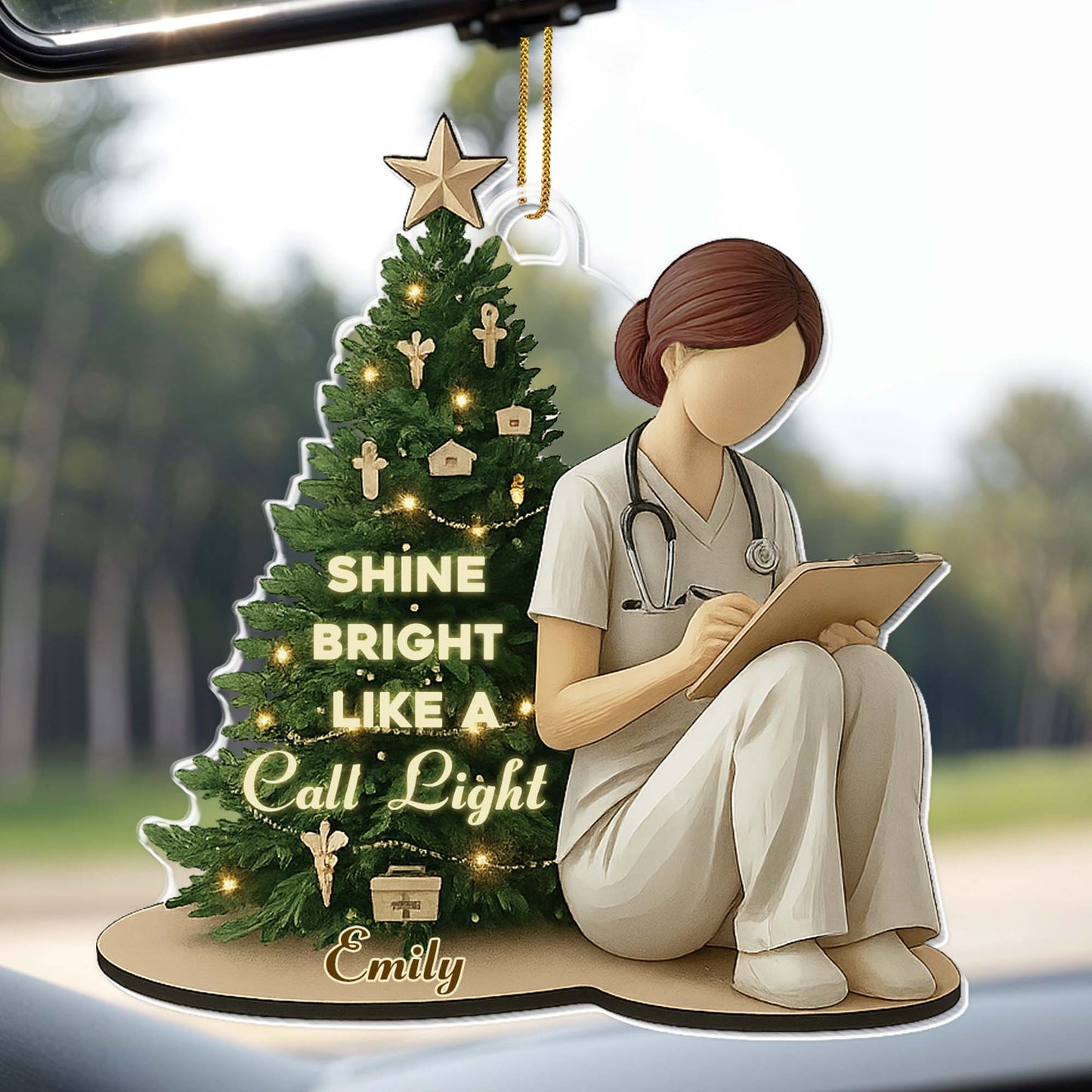 Shine Bright Like A Call Light, Nurse And Christmas Tree