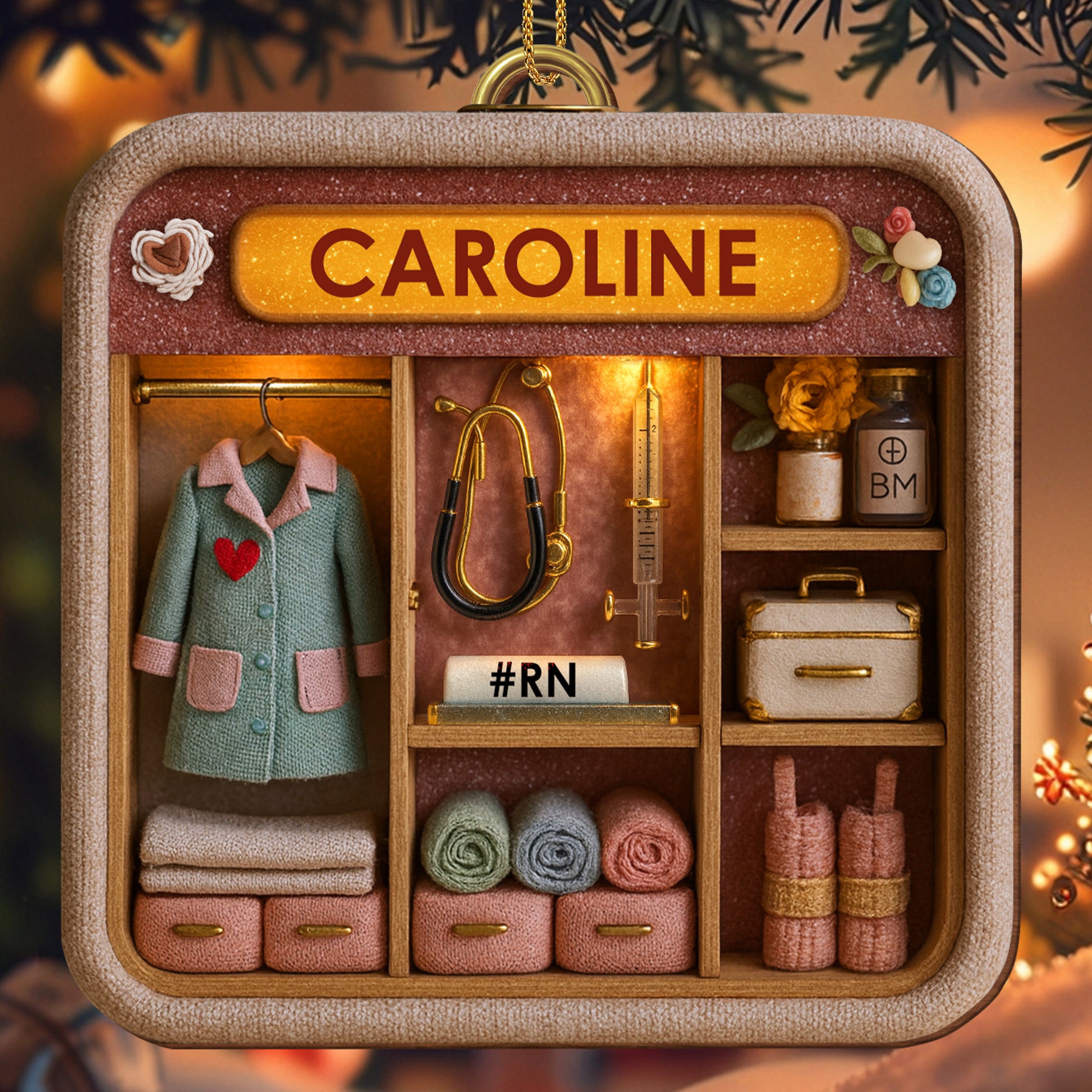 Customizable Nurse Themed Ornament With Medical Accessories