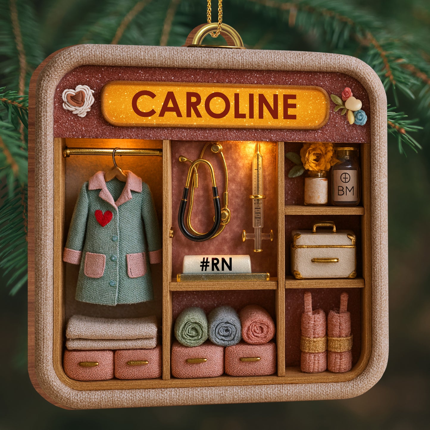 Customizable Nurse Themed Ornament With Medical Accessories