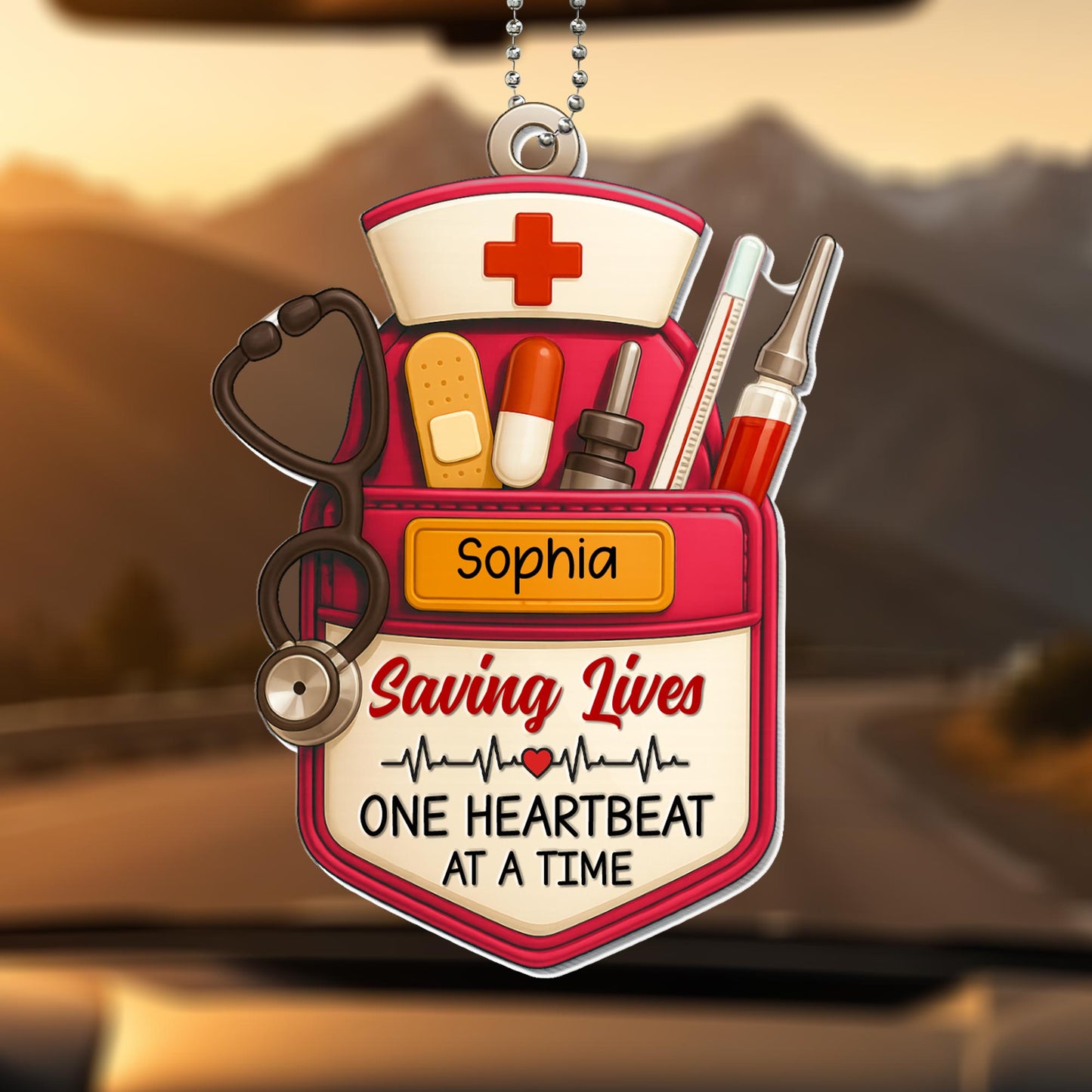 Saving Lives One Heartbeat At A Time Medical Essentials - Personalized Custom Acrylic Ornament, Car Hanging Ornament - NUR056_ACA