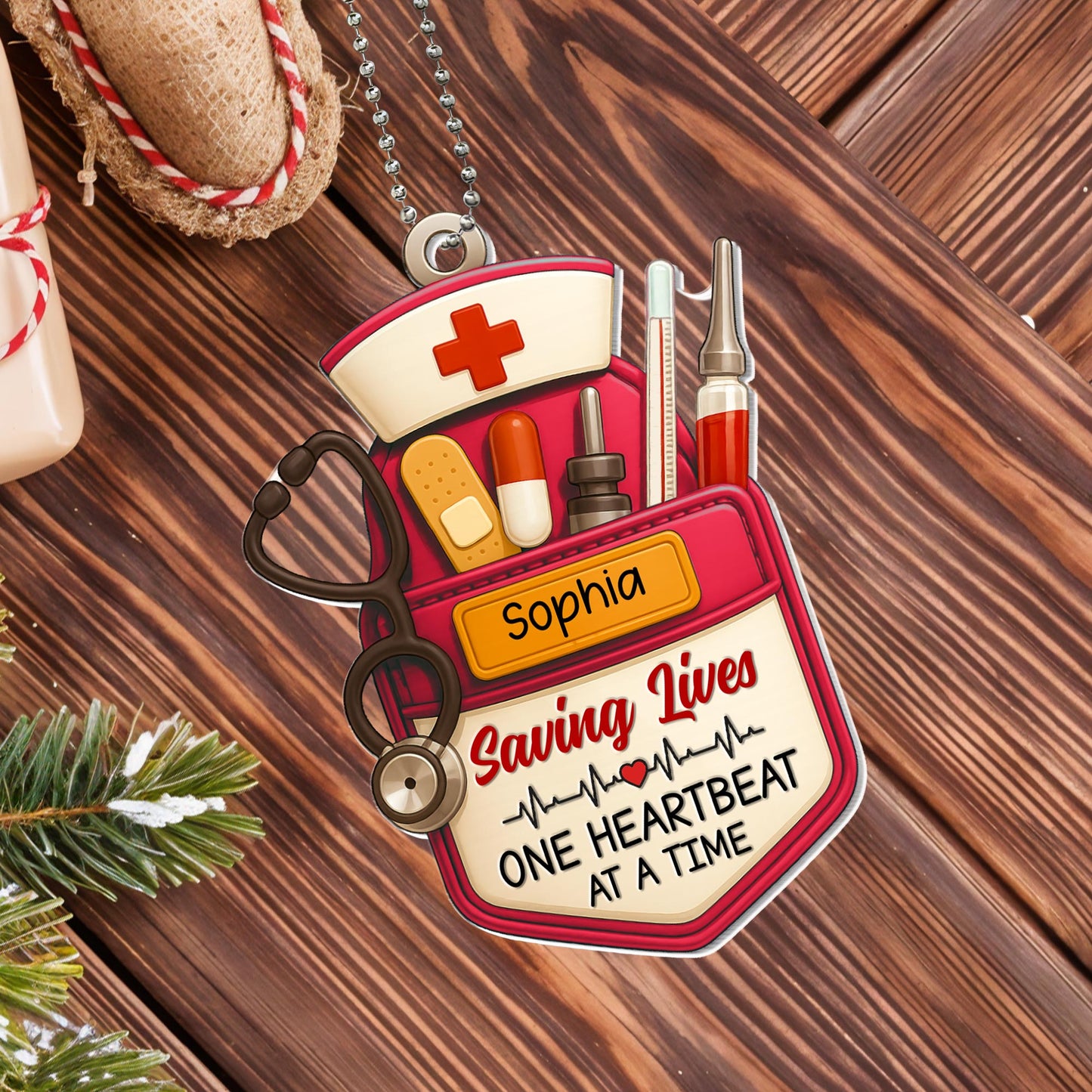 Saving Lives One Heartbeat At A Time Medical Essentials - Personalized Custom Acrylic Ornament, Car Hanging Ornament - NUR056_ACA