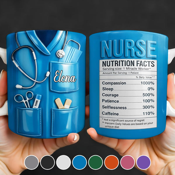 Nurse Nutrition Facts Compassion, Sleep, Courage Mug Design