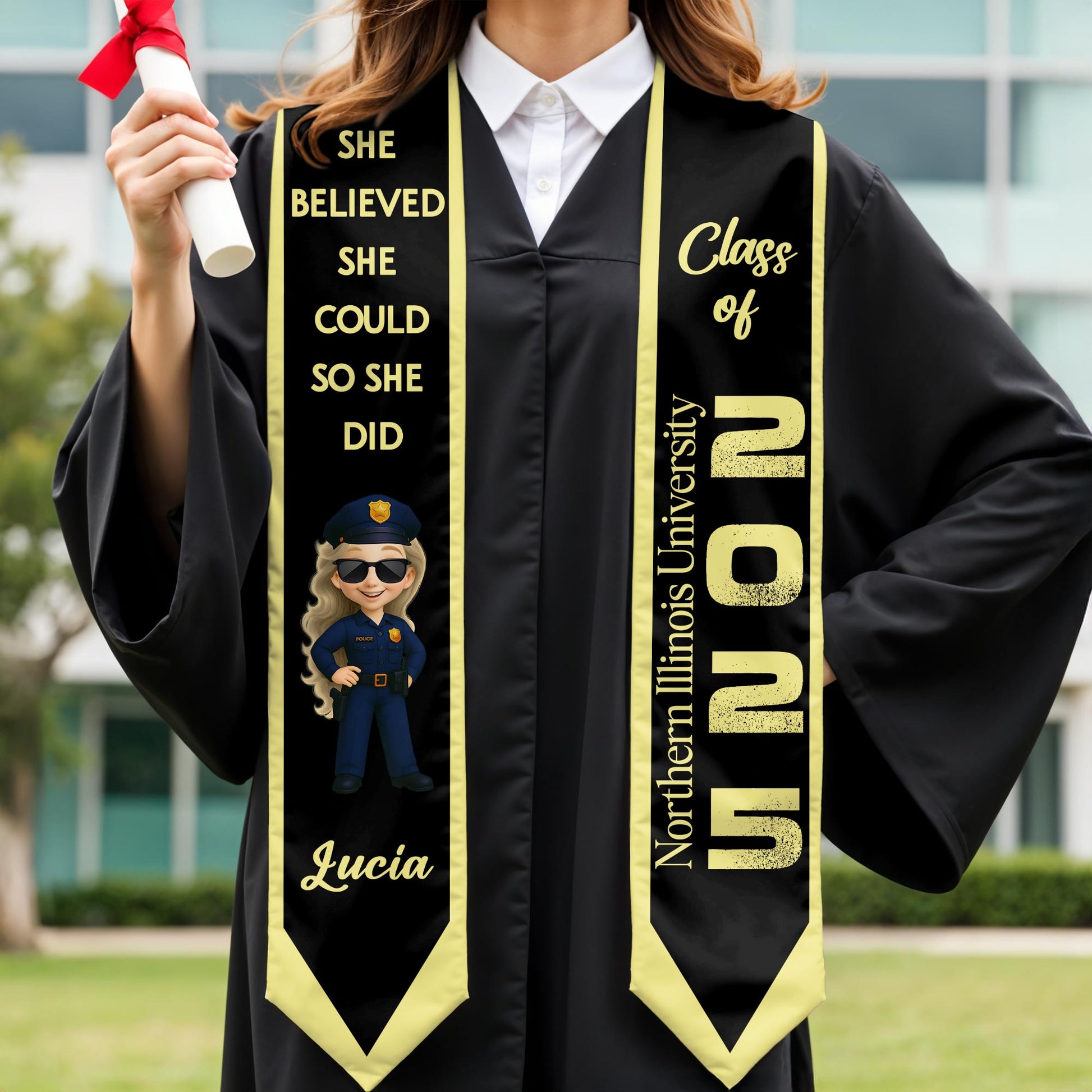 She Believed She Could So She Did, Graduation Cap And Policewoman Cartoon