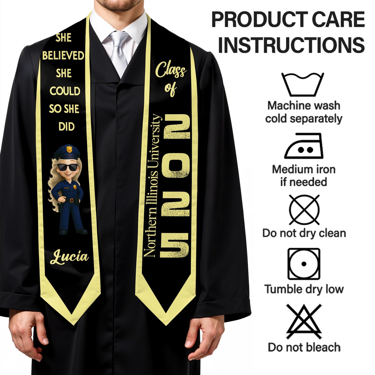 She Believed She Could So She Did, Graduation Cap And Policewoman Cartoon