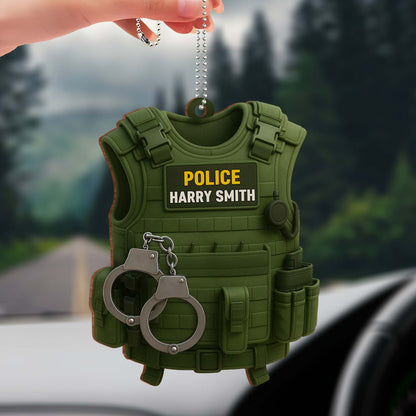 Personalize With Your Officer's Name And Rank, Police Vest And Handcuffs